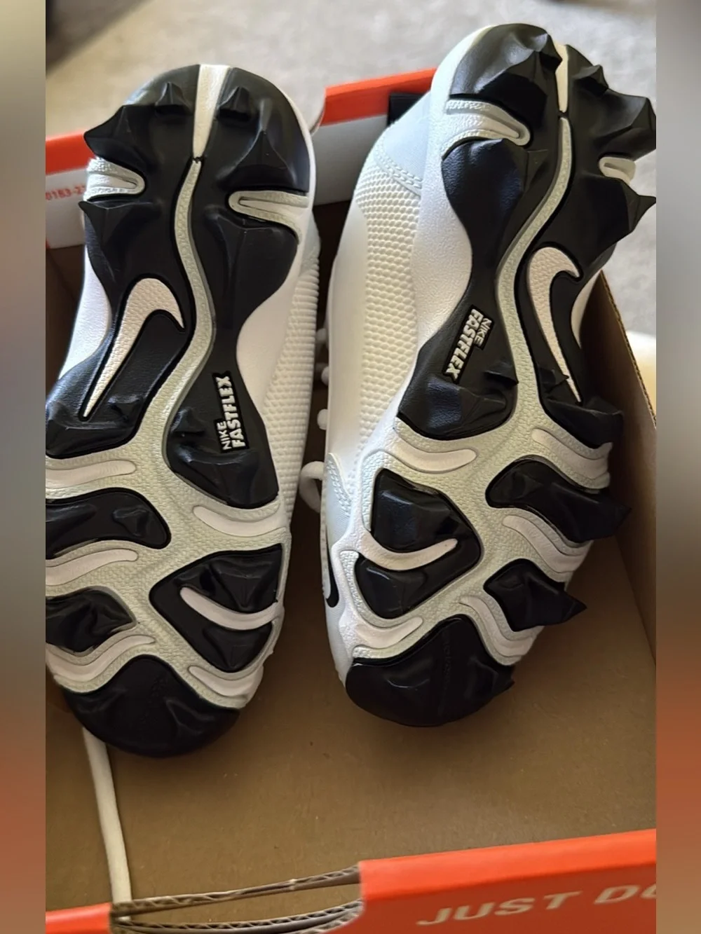 Nike Kids White and Black Cleat Sneakers